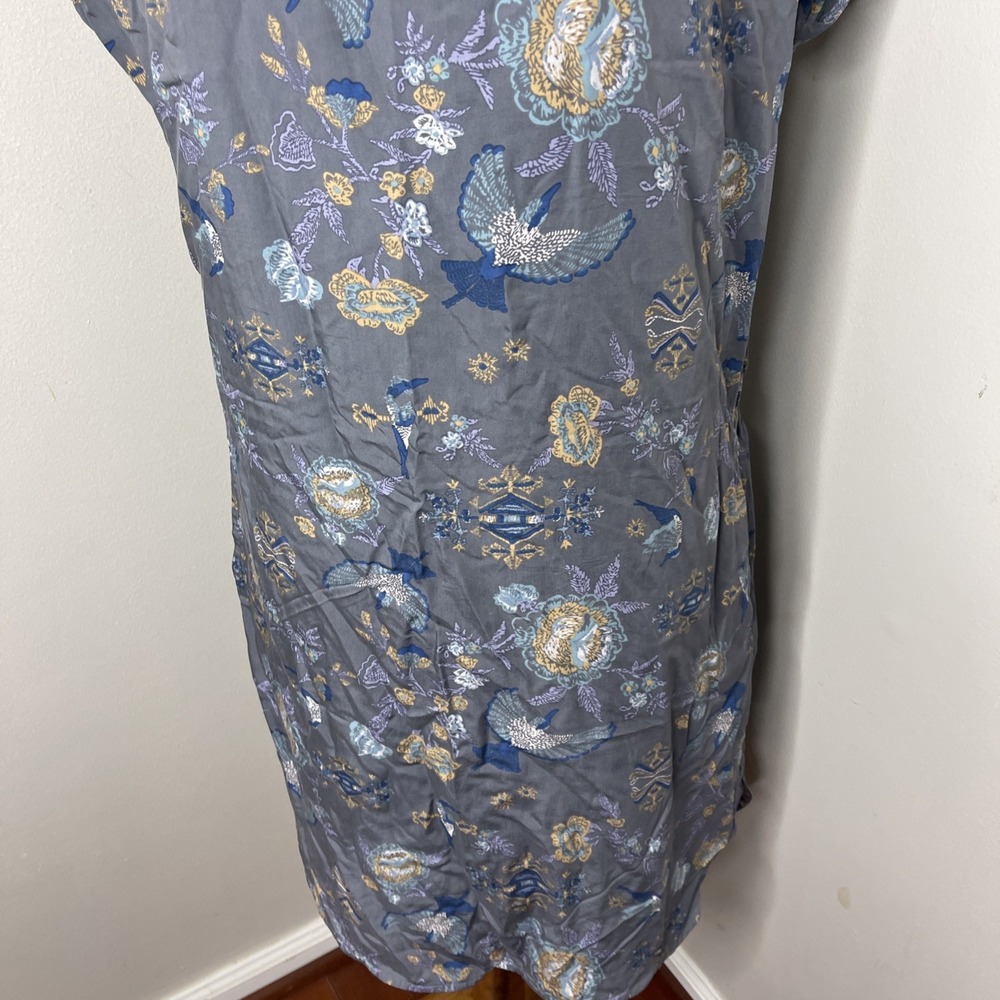 Womens Patagonia June Lake Blue Floral Dress Medium Cap Sleeve Short - Picture 7 of 9